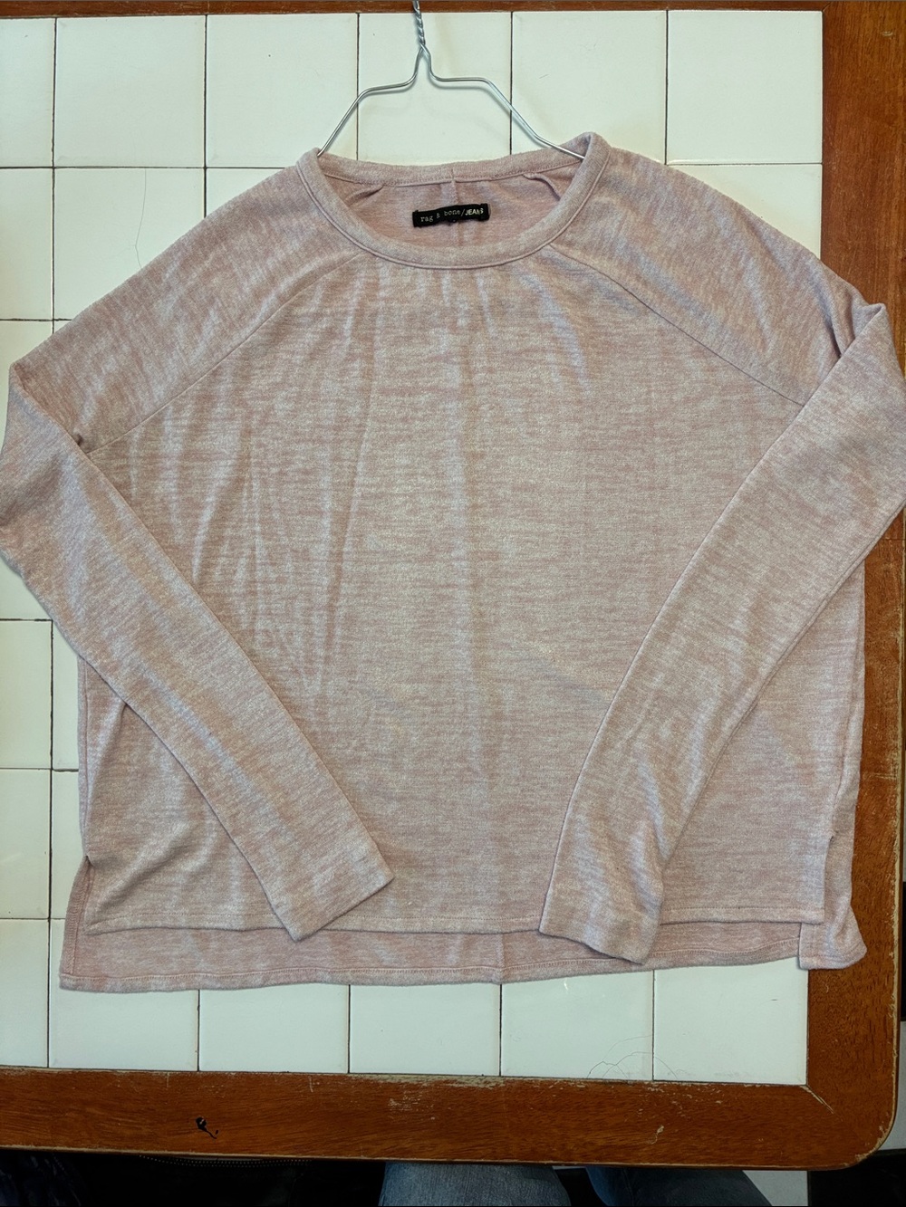Rag &Bone/Jeans Cozy Lightweight Long Sleeve Pullover - Pale Mauve Size XS